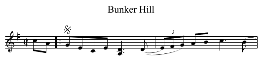 Bunker Hill - staff notation