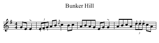 Bunker Hill - staff notation