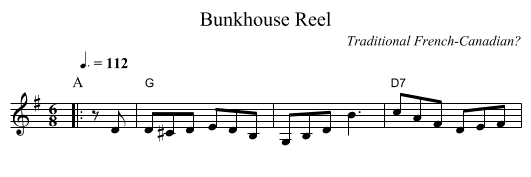 Bunkhouse Reel - staff notation