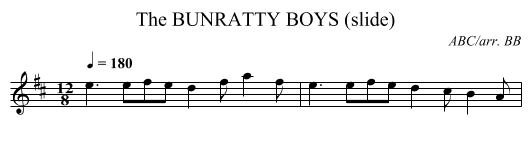 BUNRATTY BOYS (slide), The - staff notation