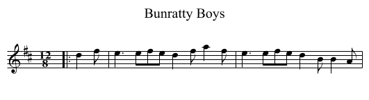 Bunratty Boys - staff notation