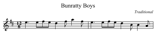 Bunratty Boys - staff notation