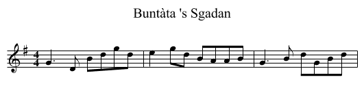 Buntàta 's Sgadan - staff notation