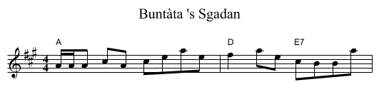 Buntàta 's Sgadan - staff notation