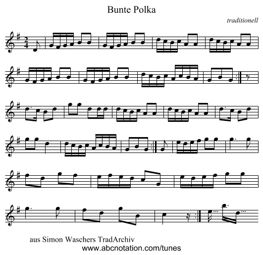Bunte Polka - staff notation