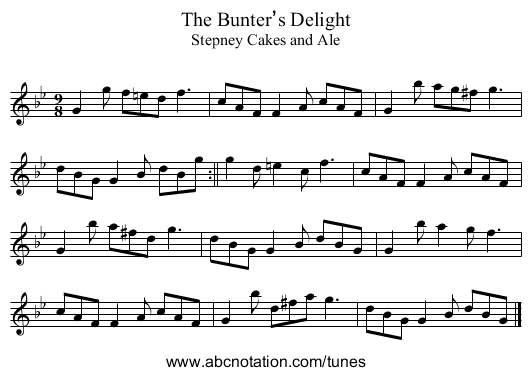Bunter’s Delight, The - staff notation
