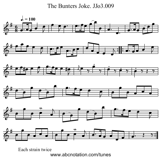 Bunters Joke. JJo3.009, The - staff notation