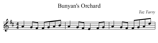 Bunyan's Orchard - staff notation
