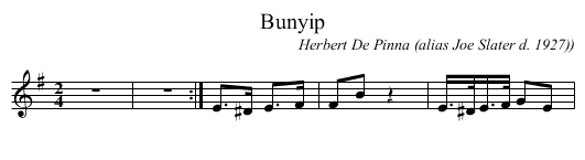 Bunyip - staff notation