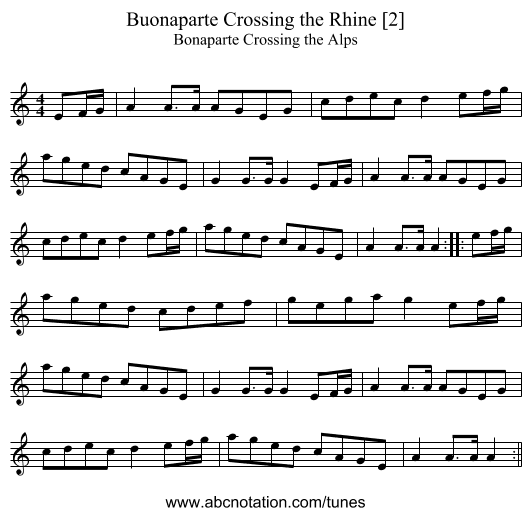 Buonaparte Crossing the Rhine [2] - staff notation