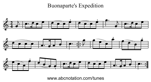 Buonaparte's Expedition - staff notation