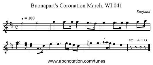 Buonapart's Coronation March. WI.041 - staff notation