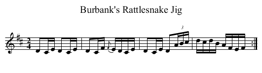Burbank's Rattlesnake Jig - staff notation