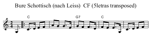 Bure Schottisch (nach Leiss)  CF (5letras transposed) - staff notation