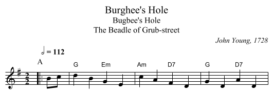 Burghee's Hole - staff notation