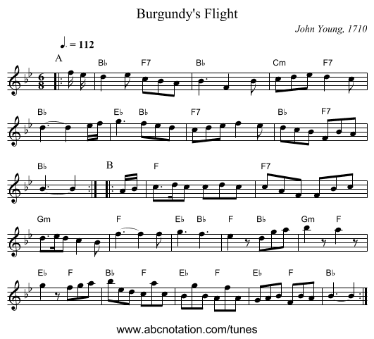 Burgundy's Flight - staff notation