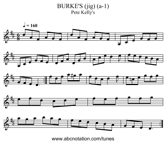 BURKE'S (jig) (a-1) - staff notation