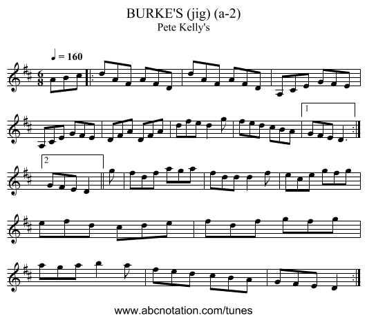 BURKE'S (jig) (a-2) - staff notation