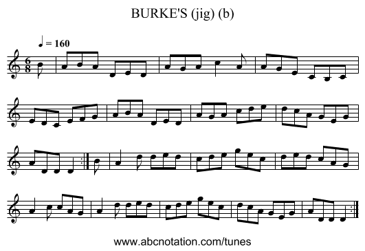 BURKE'S (jig) (b) - staff notation