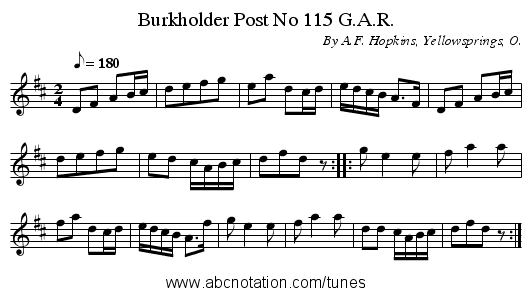 Burkholder Post No 115 G.A.R. - staff notation