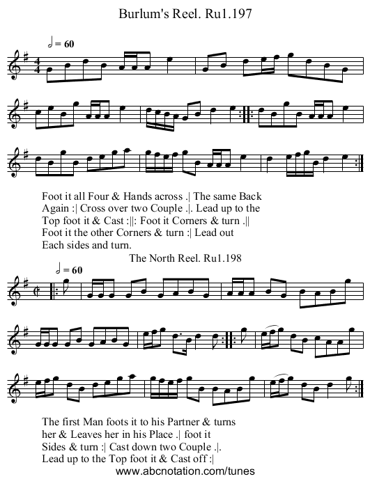 Burlum's Reel. Ru1.197 - staff notation