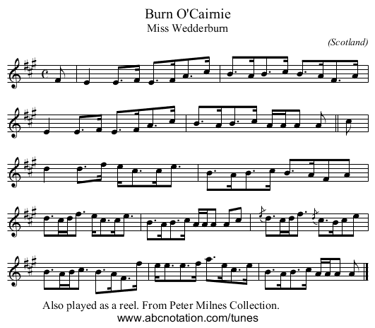 Burn O'Cairnie - staff notation