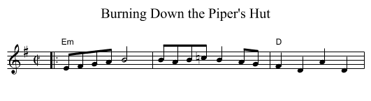 Burning Down the Piper's Hut - staff notation
