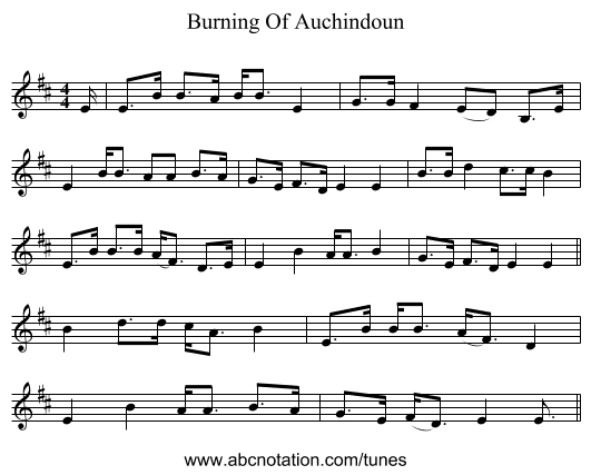 Burning Of Auchindoun - staff notation