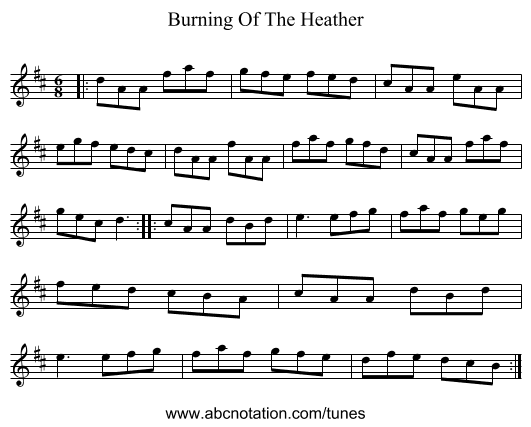 Burning Of The Heather - staff notation