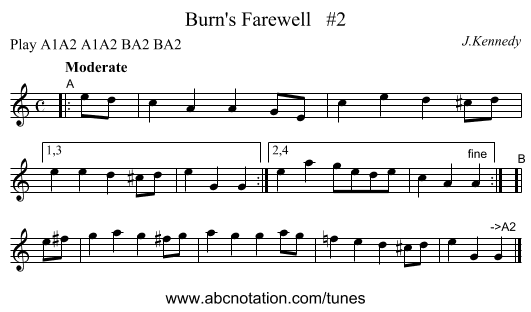 Burn's Farewell #2 - staff notation