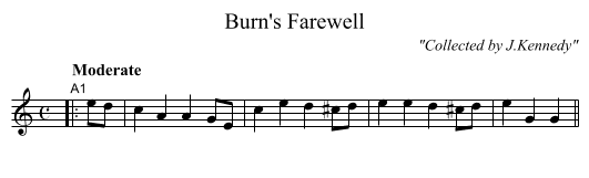 Burn's Farewell - staff notation