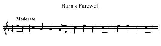 Burn's Farewell - staff notation