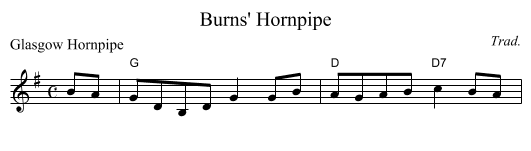 Burns' Hornpipe - staff notation