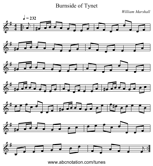 Burnside of Tynet - staff notation