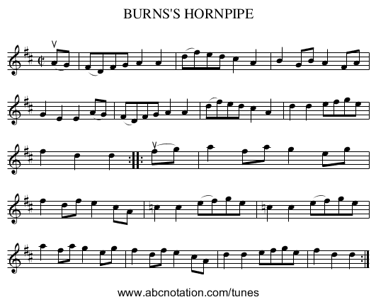 BURNS'S HORNPIPE - staff notation