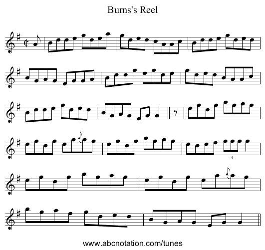 Burns's Reel - staff notation