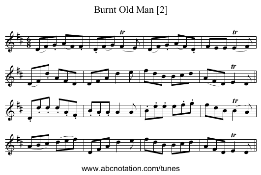 Burnt Old Man [2] - staff notation