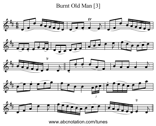 Burnt Old Man [3] - staff notation