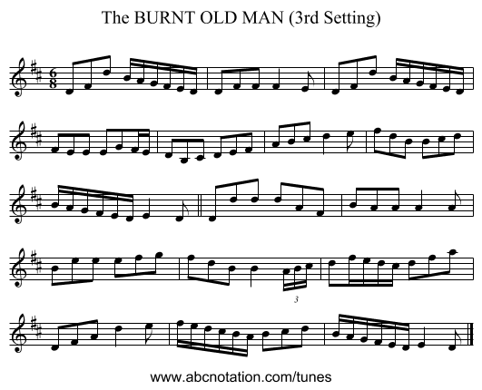 BURNT OLD MAN (3rd Setting), The - staff notation