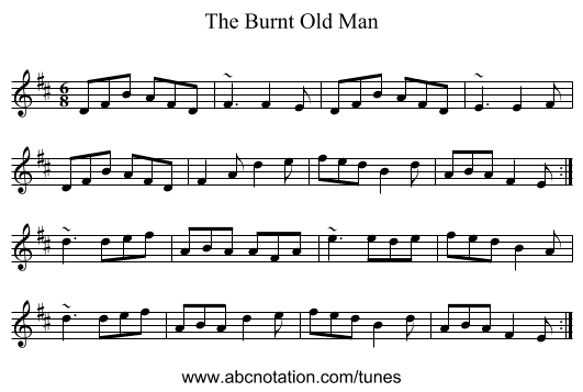 Burnt Old Man, The - staff notation