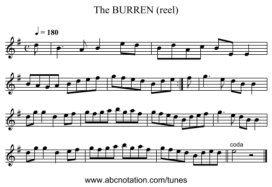 BURREN (reel), The - staff notation