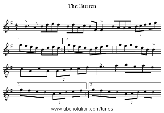 Burren, The - staff notation