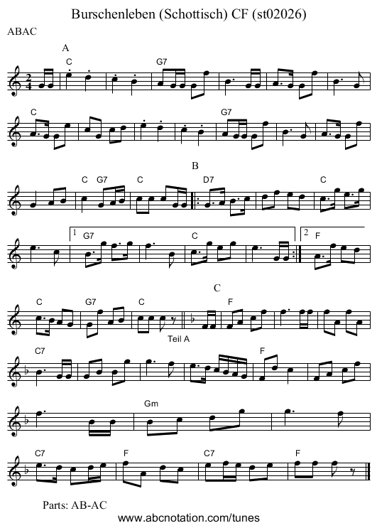 Burschenleben (Schottisch) CF (st02026) - staff notation