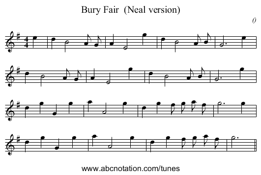 Bury Fair (Neal version) - staff notation