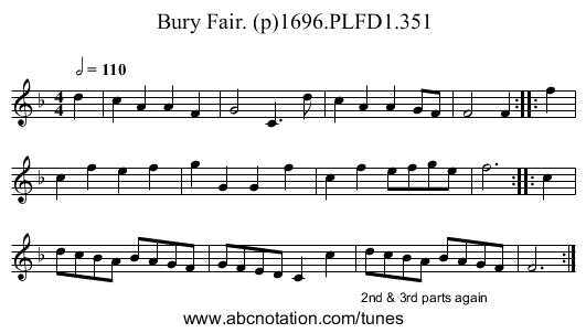 Bury Fair. (p)1696.PLFD1.351 - staff notation
