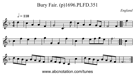 Bury Fair. (p)1696.PLFD.351 - staff notation