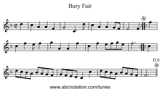 Bury Fair - staff notation