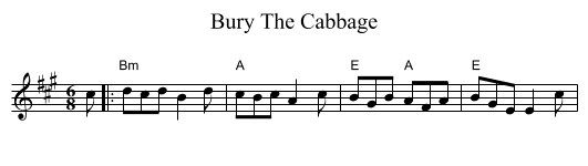 Bury The Cabbage - staff notation