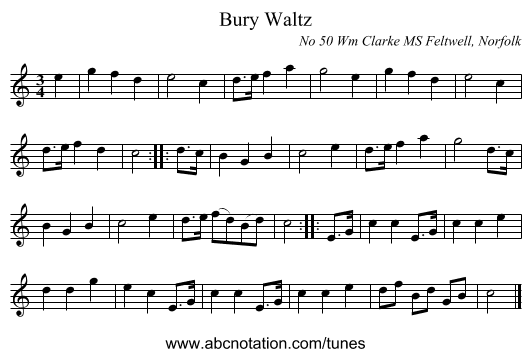 Bury Waltz - staff notation