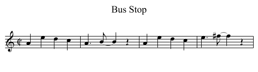 Bus Stop - staff notation